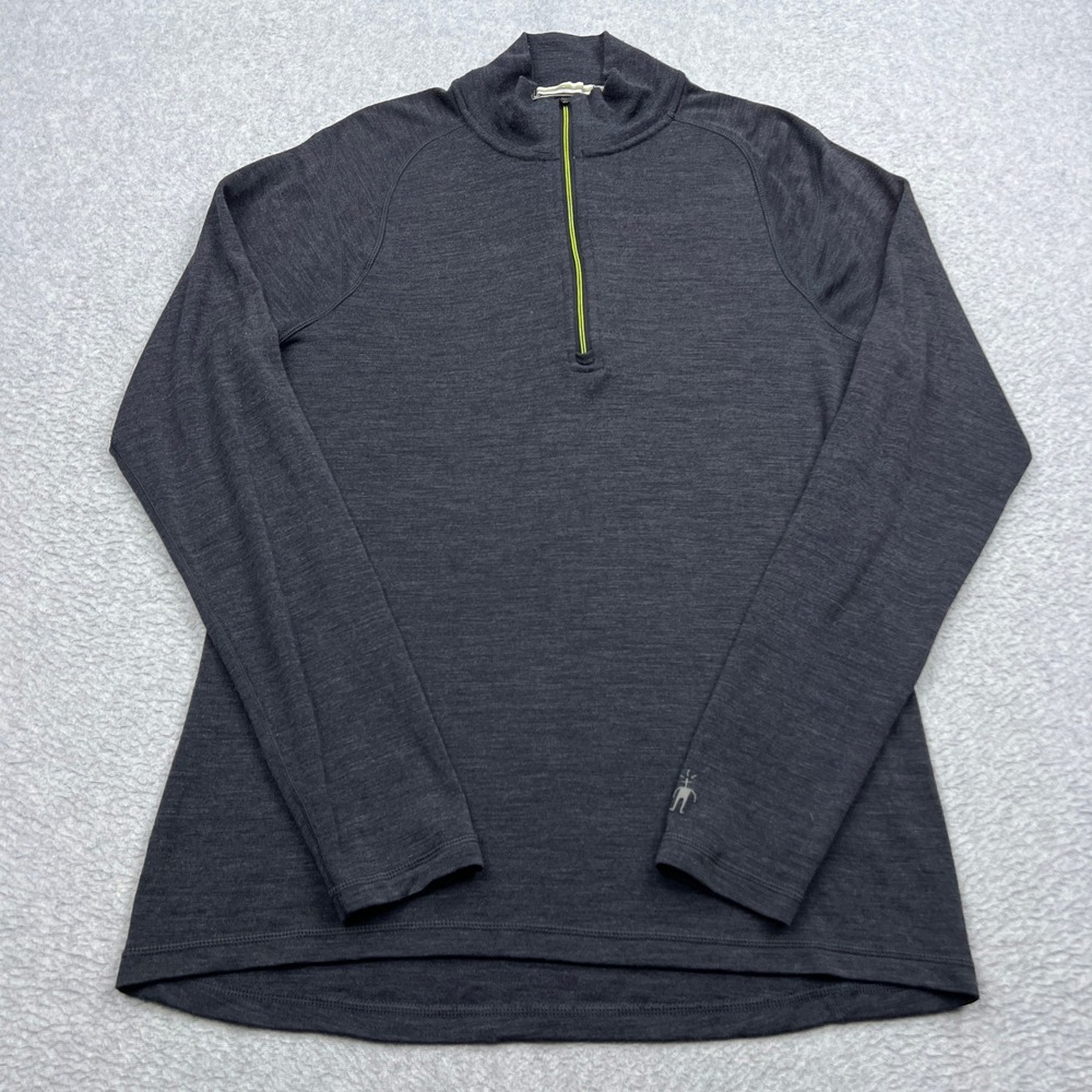 Smartwool NTS Mid 250 1/4 Zip Pullover Mens Large Gray Merino Wool Base Layer